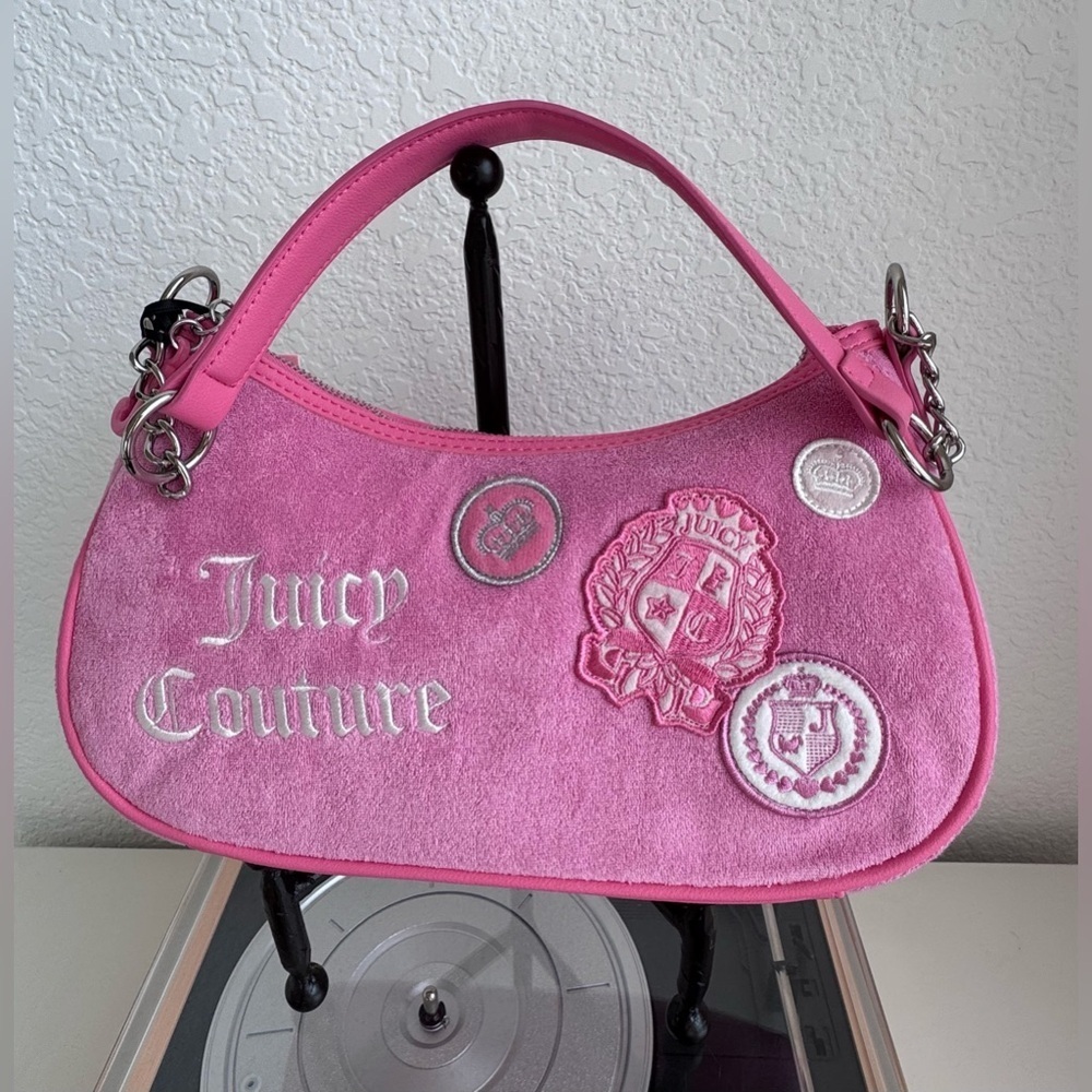 Juicy Couture Vibrant Pink Embroidered Y2K Shoulder Bag